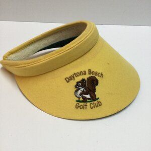 Vintage Daytona Beach Golf Club Visor Yellow Cotton Squirrel Embroidered